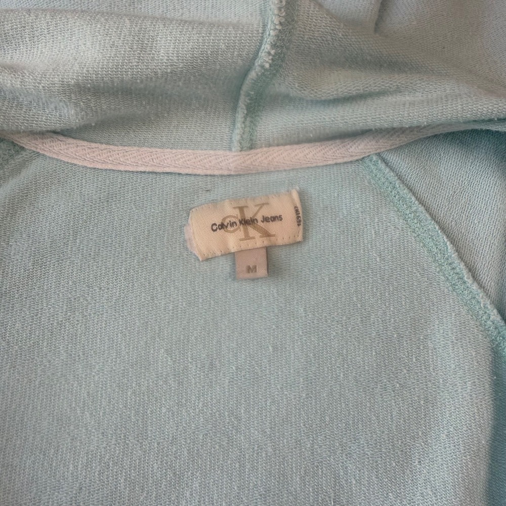 Calvin Klein Jeans Womens Light Blue Full Zip Hoodie Sweatshirt Logo Medium - Picture 4 of 6